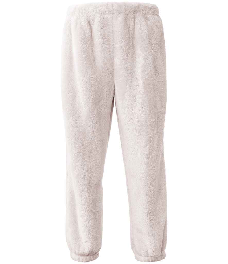 Brand Lab Unisex Fluffy Fleece Joggers in Natural, front view