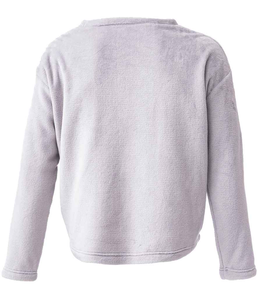 Brand Lab Ladies Plush Fleece Crew Neck Sweatshirt in Silver Grey, back view