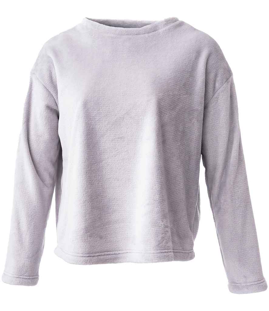 Brand Lab Ladies Plush Fleece Crew Neck Sweatshirt in Silver Grey, front view