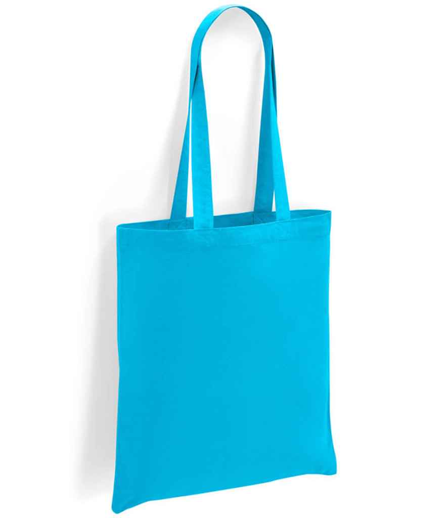 Brand Lab Cotton Long Handle Shopper in Turquoise Blue, front view