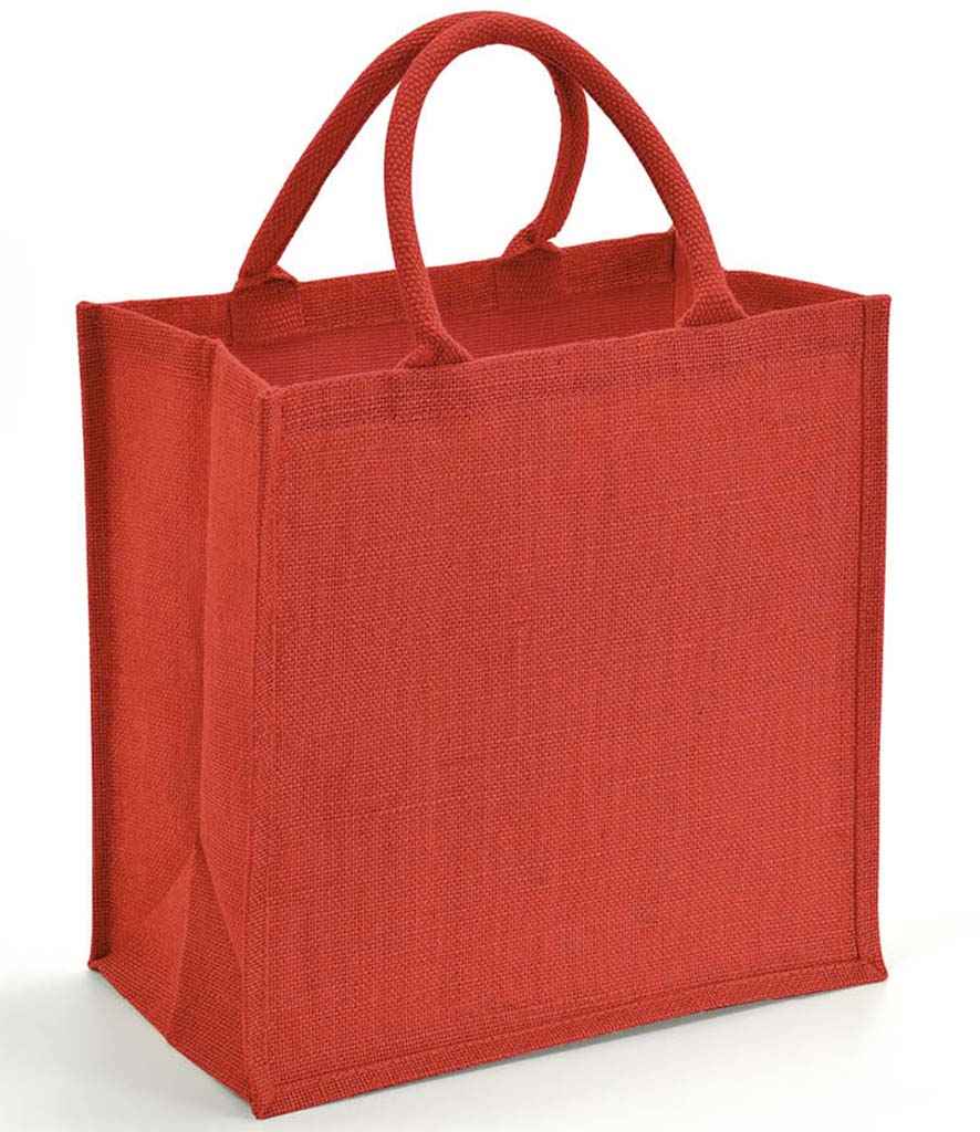 Brand Lab Natural Jute Tote Bag in Red, front view