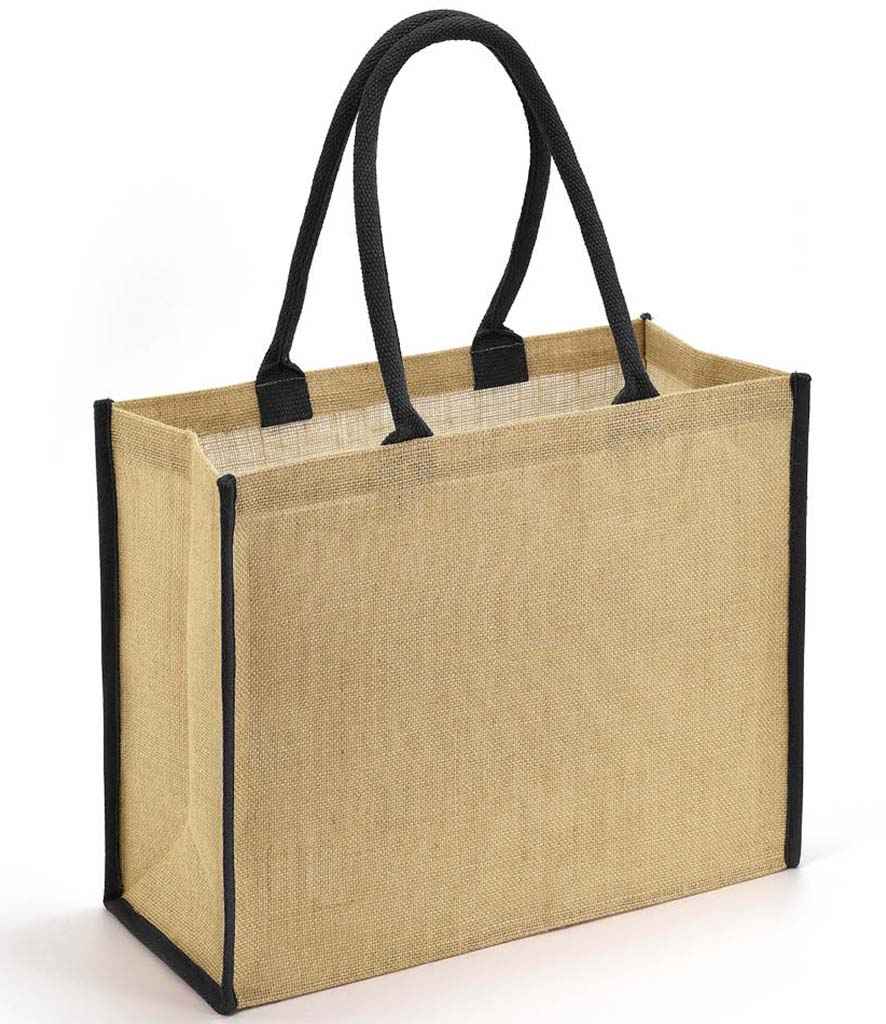 Brand Lab Jute Tipped Shopper in Natural/Black, front view