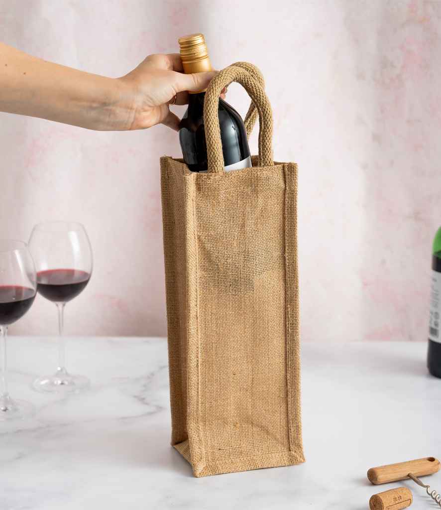 Brand Lab Jute Bottle Bag in Natural, front view