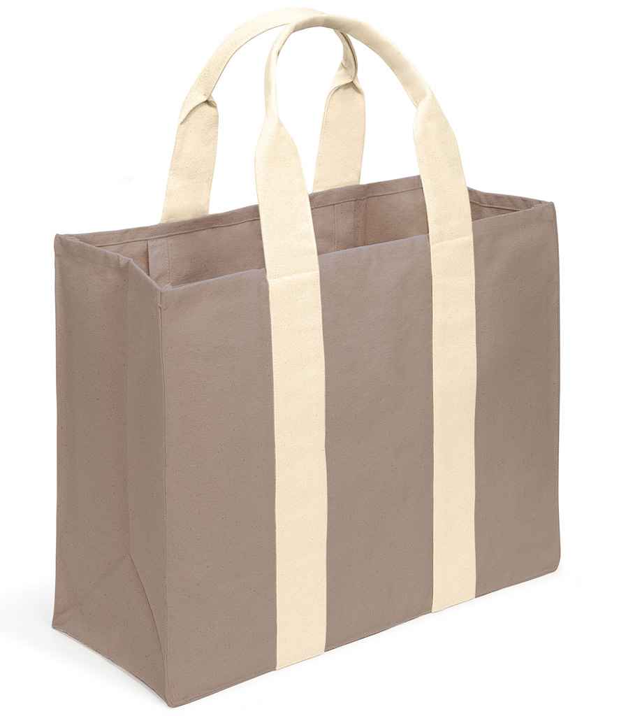 Brand Lab Canvas Wrap Tote Bag in Mushroom/Natural, front view