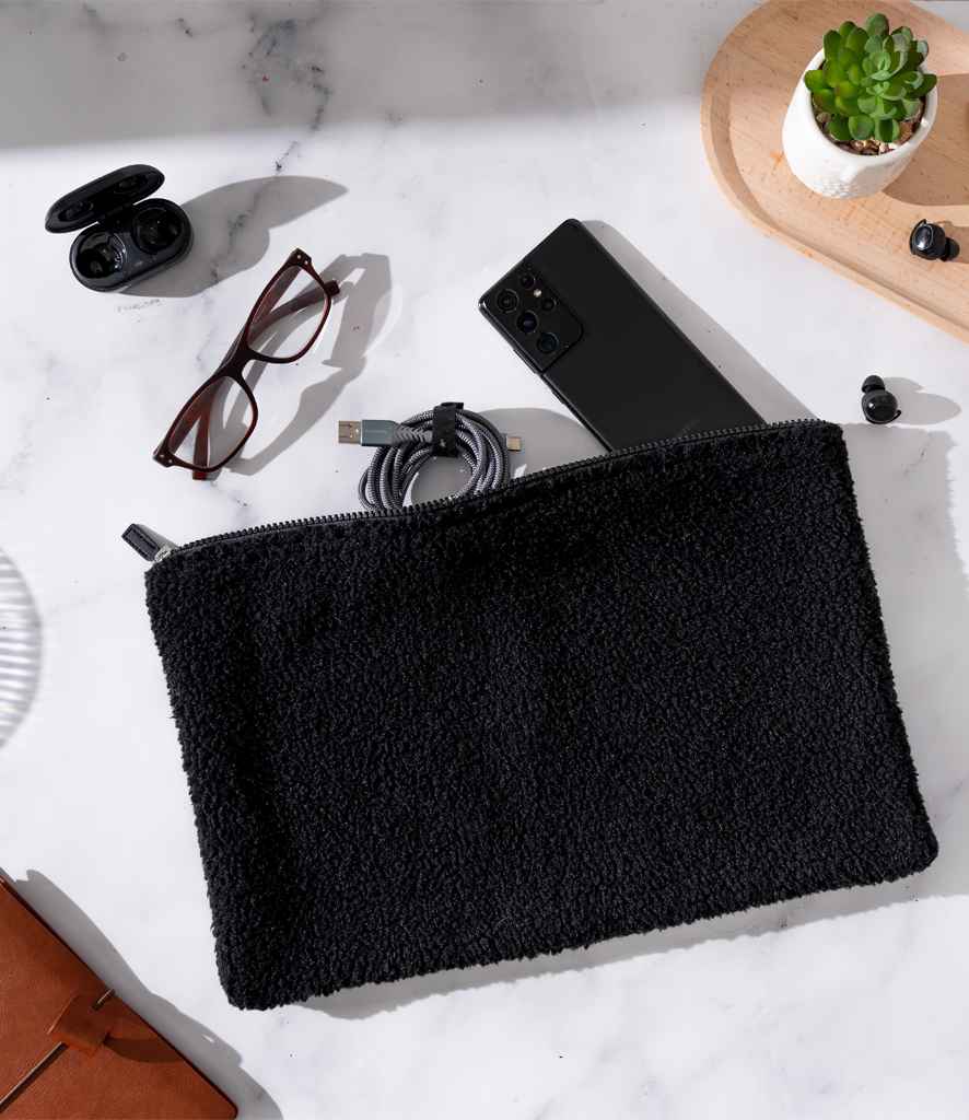 Brand Lab Borg Fleece Accessory Sleeve in Black, front view