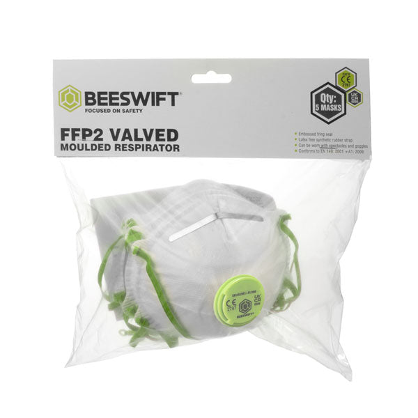 B-Safe FFP2V MOULDED VALVED RESPIRATOR 5 PACK, main product image