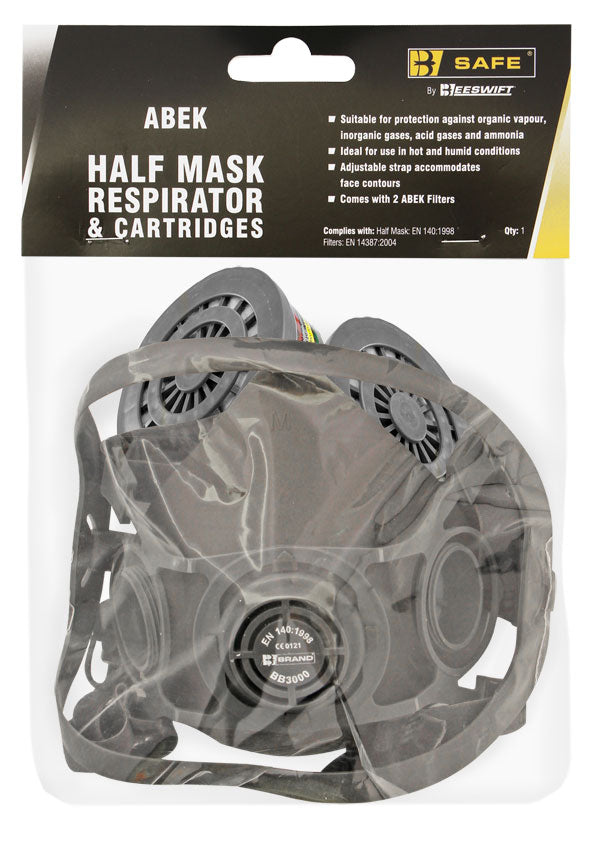 B-Safe HALF MASK RESPIRATOR AND ABEK CARTRIDGES, main product image