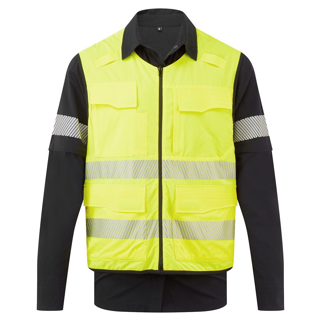 Portwest Ultimate Modular Hi-Vis 6-in-1 Shirt in Black/Yellow, main product image