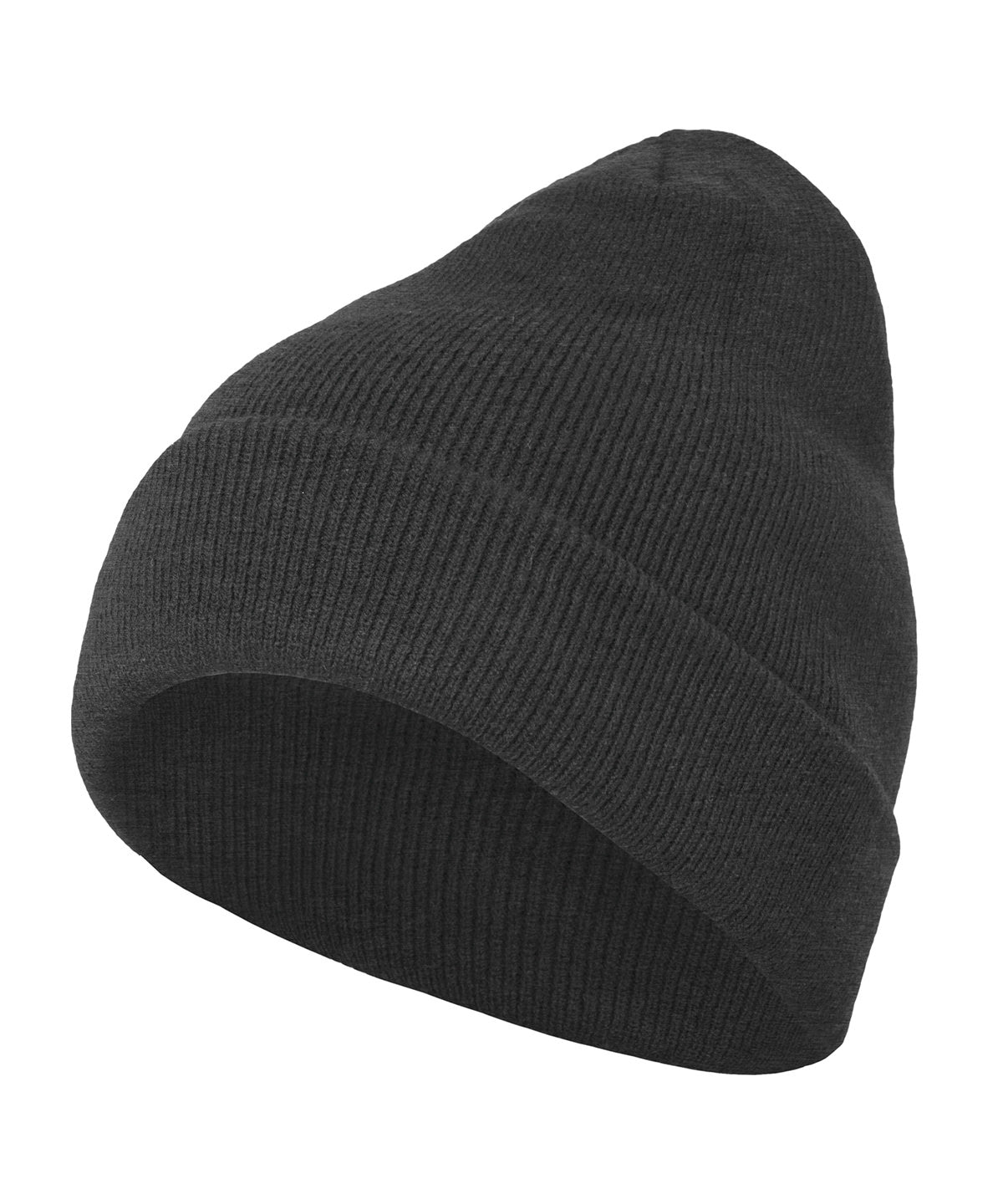 Build Your Brand Heavy knit beanie in Charcoal, front view