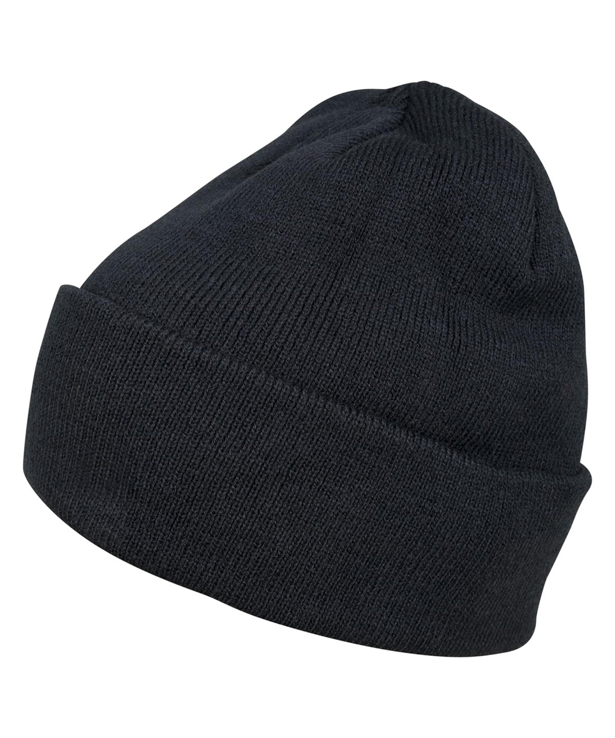 Build Your Brand Heavy knit beanie in Navy, front view