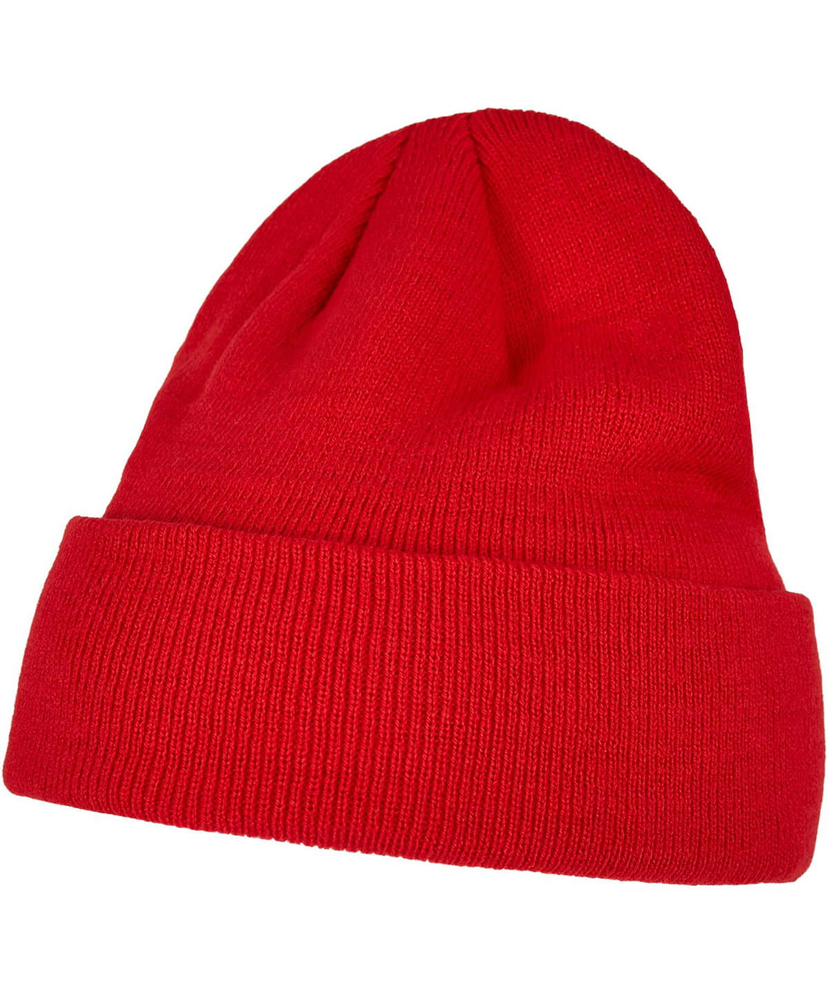 Build Your Brand Heavy knit beanie in Red, front view