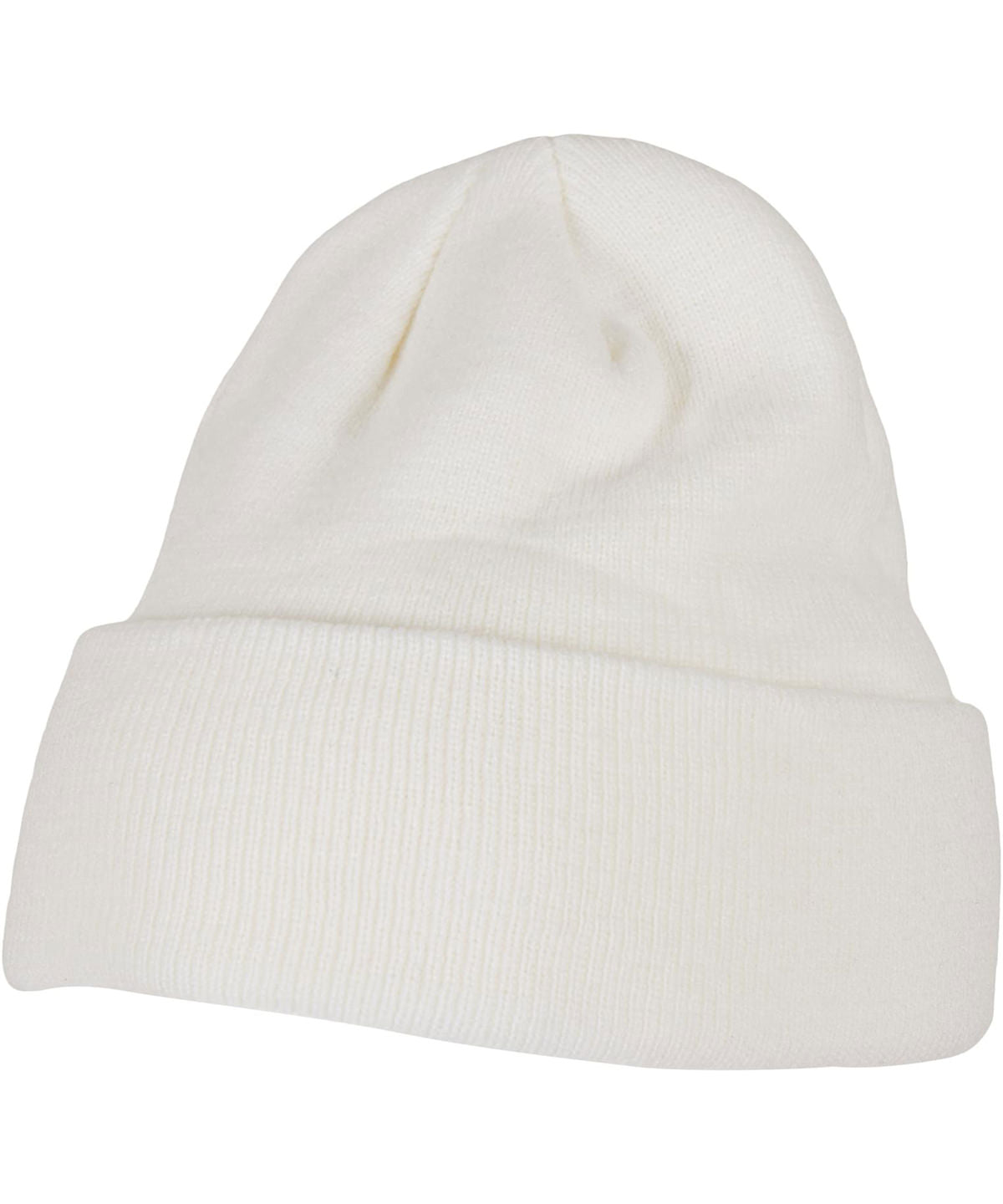 Build Your Brand Heavy knit beanie in White, front view