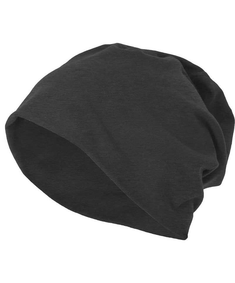Build Your Brand Jersey beanie in Charcoal, front view