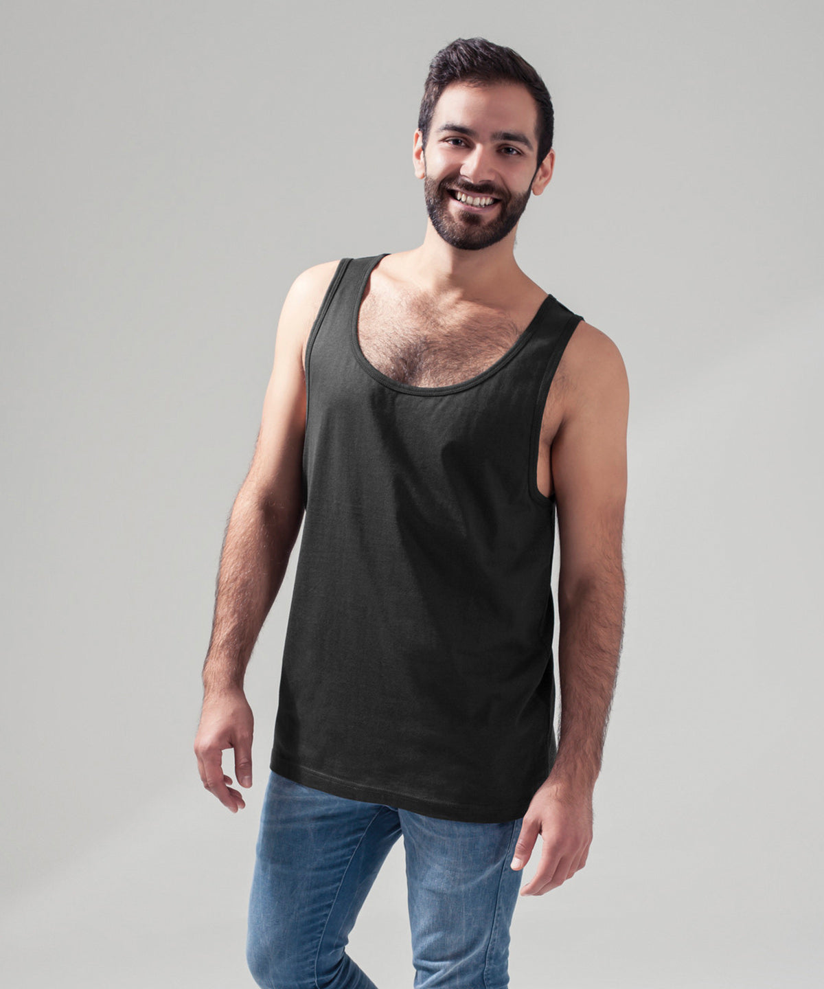 Build Your Brand Jersey big tank, lifestyle photo