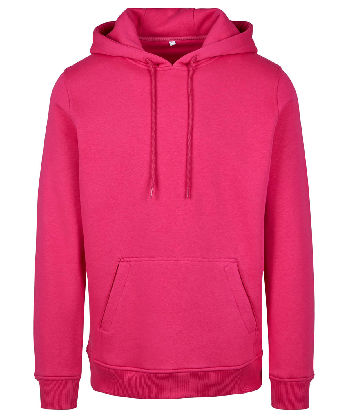 Build Your Brand Heavy hoodie in Hibiskus Pink, front view