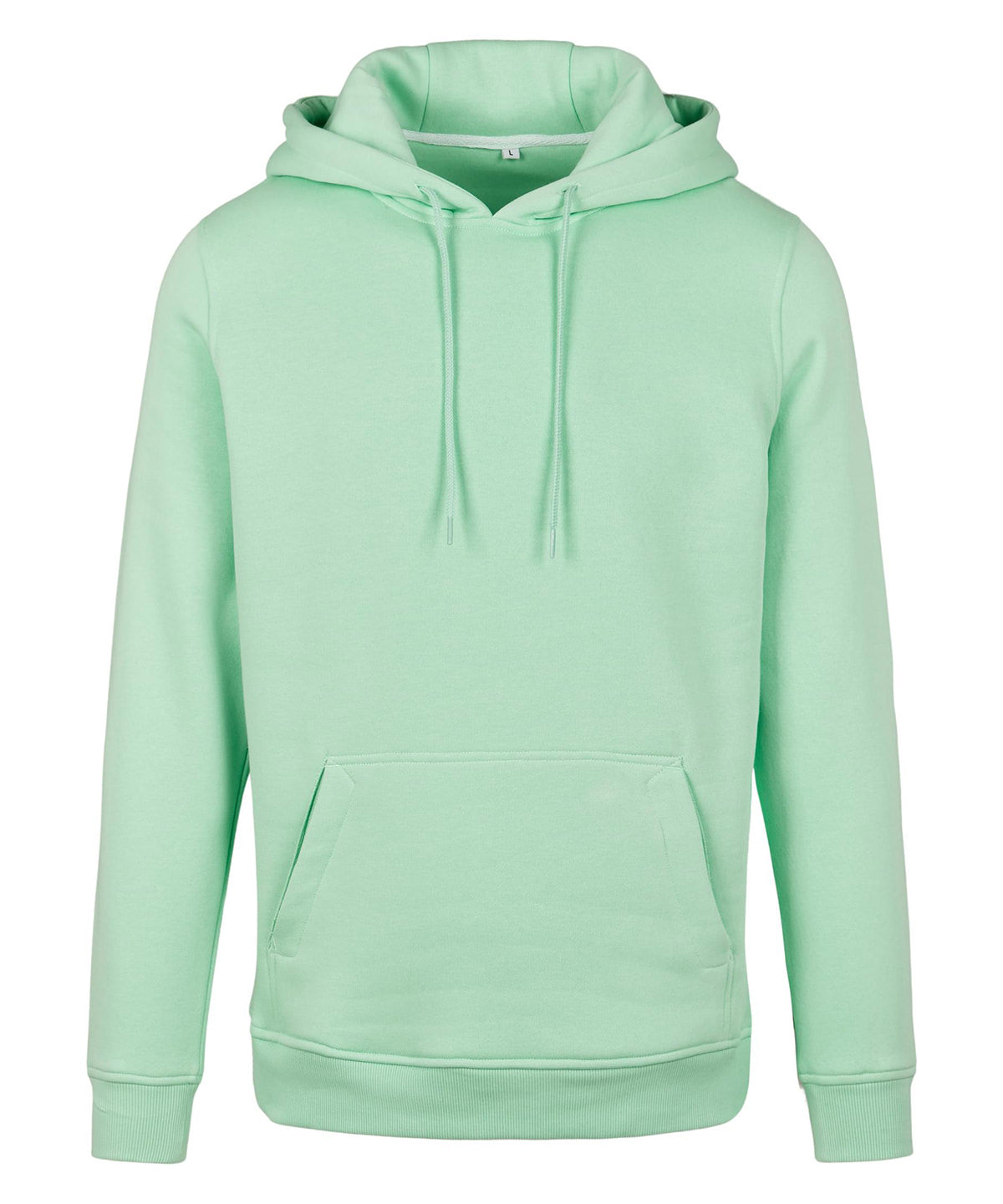 Build Your Brand Heavy hoodie in Neo Mint, front view