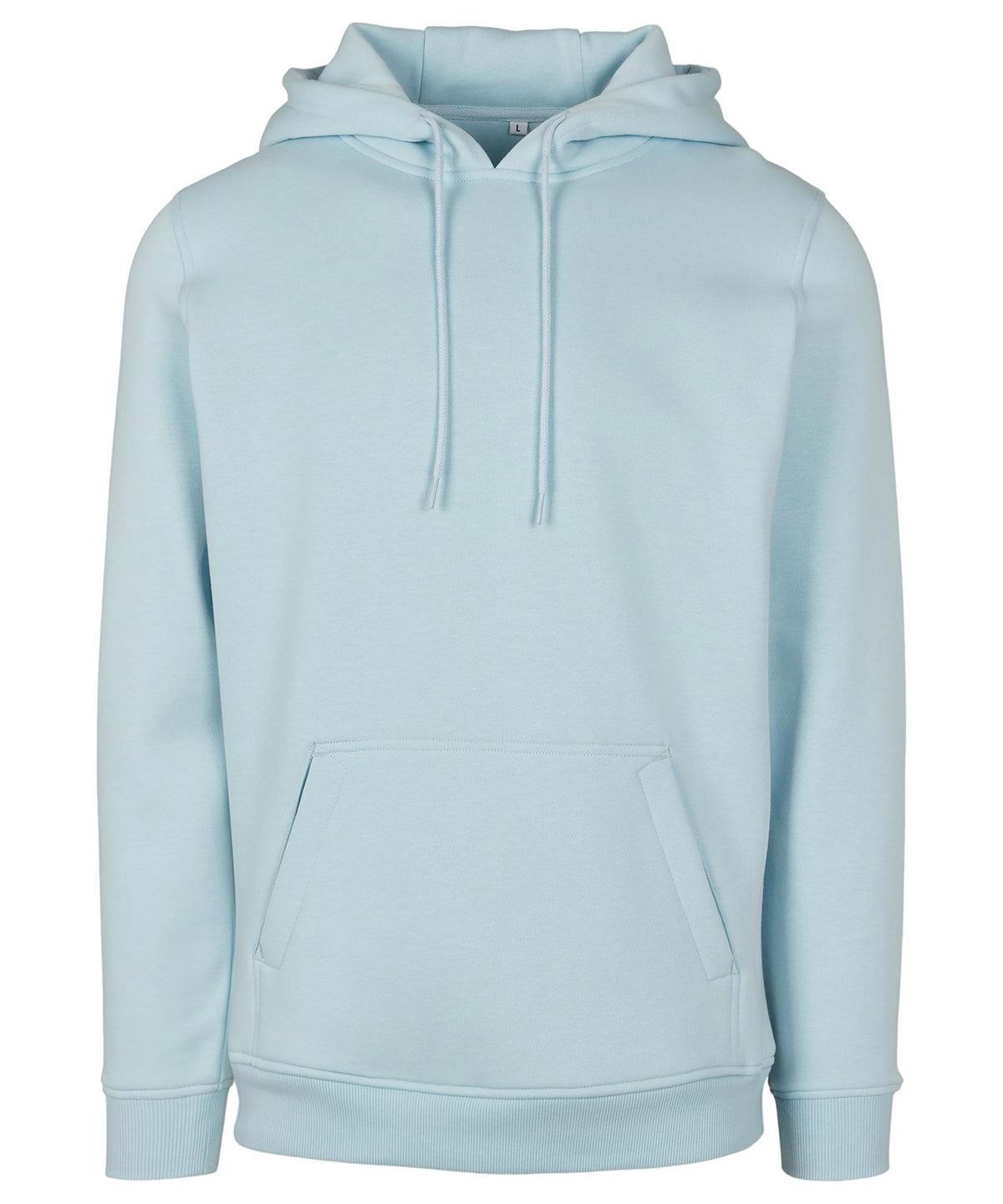 Build Your Brand Heavy hoodie in Ocean Blue, front view