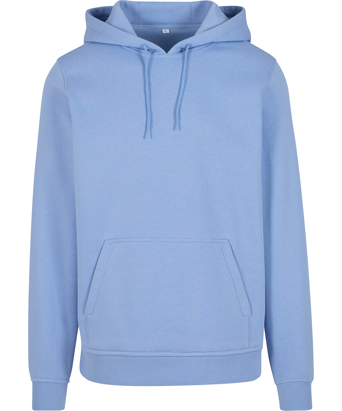 Build Your Brand Heavy hoodie in Powder Blue, front view