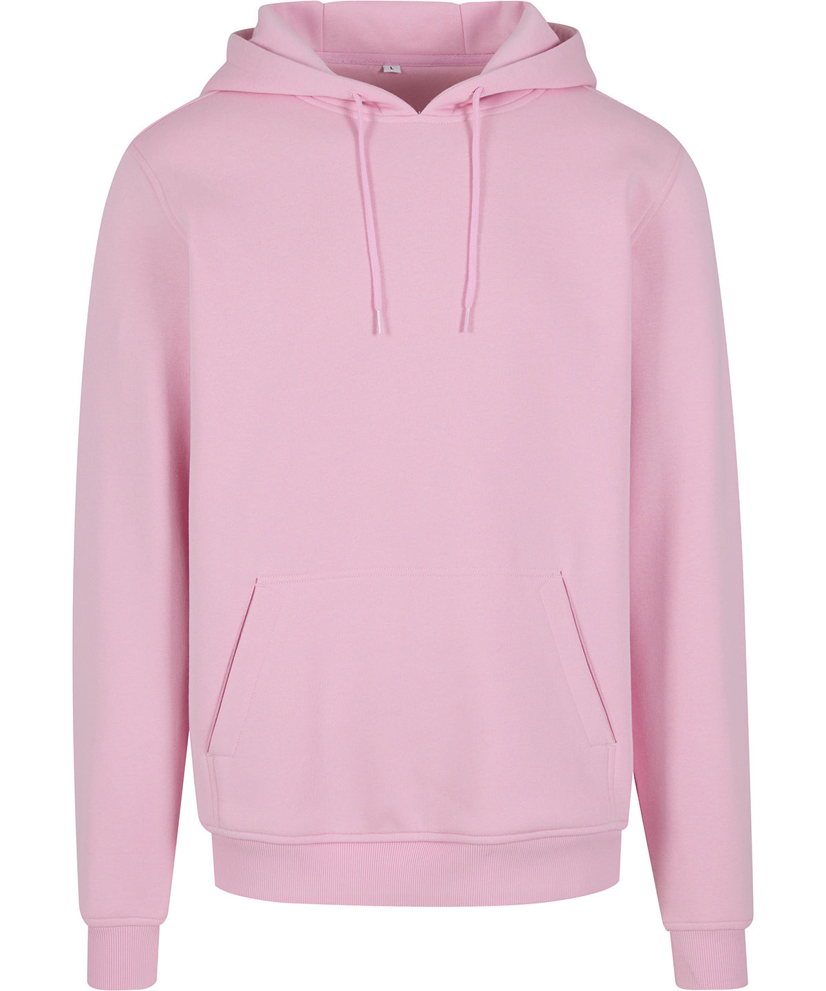Build Your Brand Heavy hoodie in Soft Pink, front view
