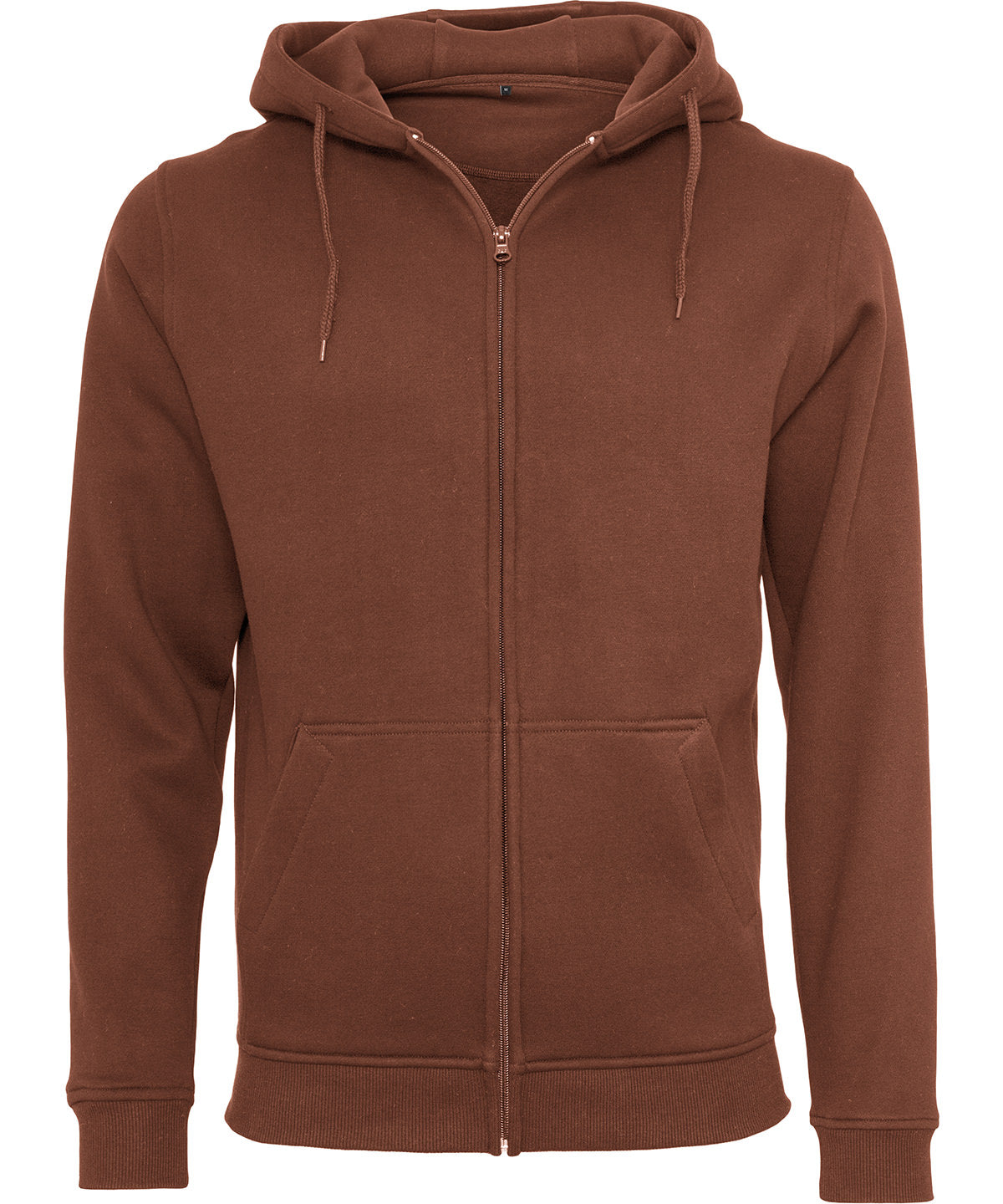 Build Your Brand Heavy zip hoodie in Bark, front view