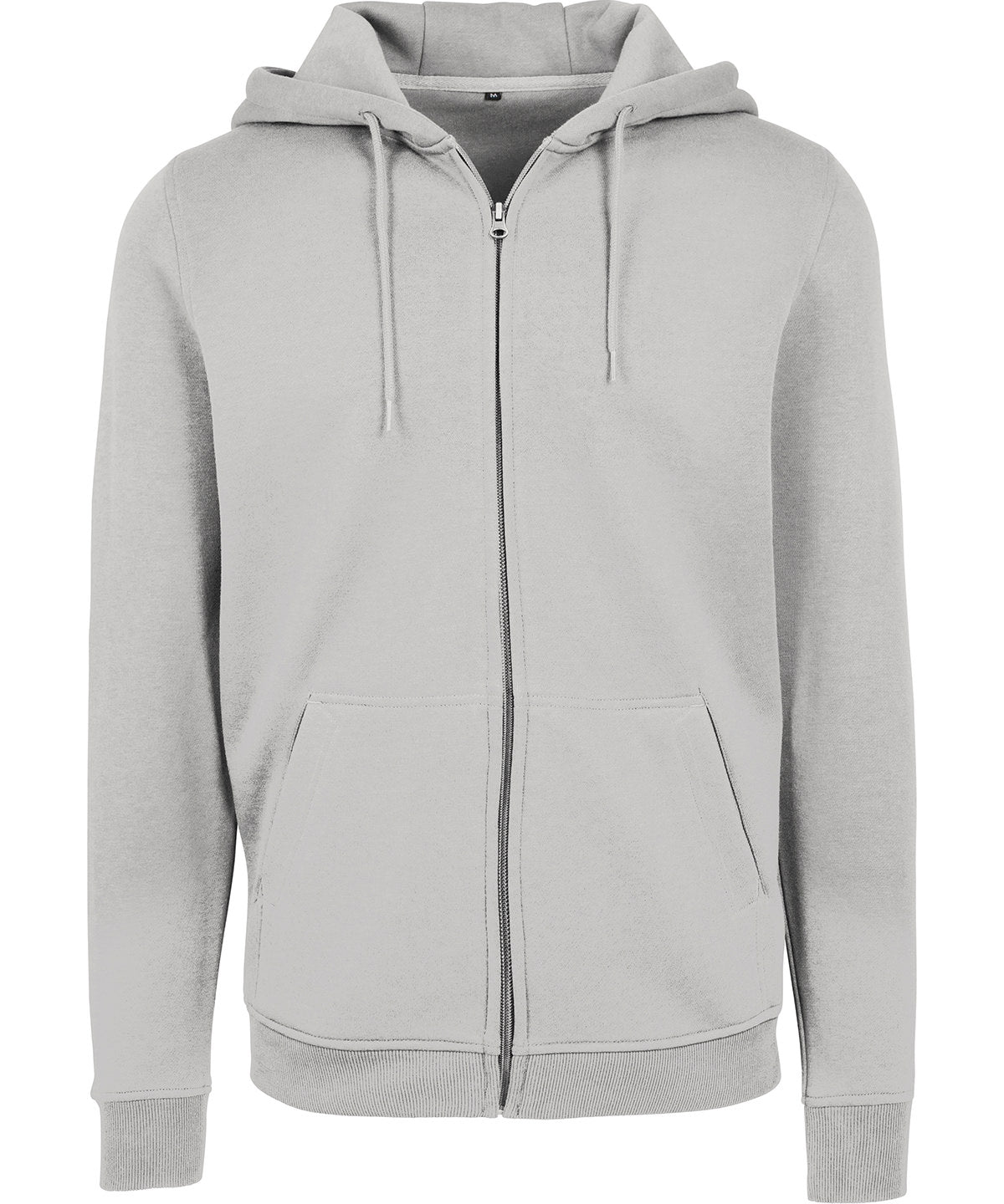 Build Your Brand Heavy zip hoodie in Light Asphalt, front view