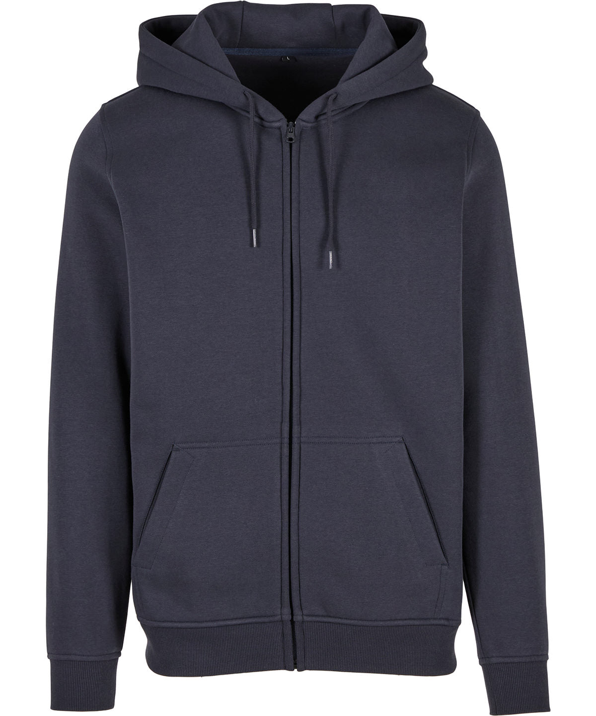 Build Your Brand Heavy zip hoodie in Navy, front view