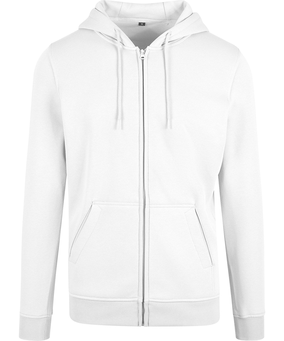 Build Your Brand Heavy zip hoodie in White, front view