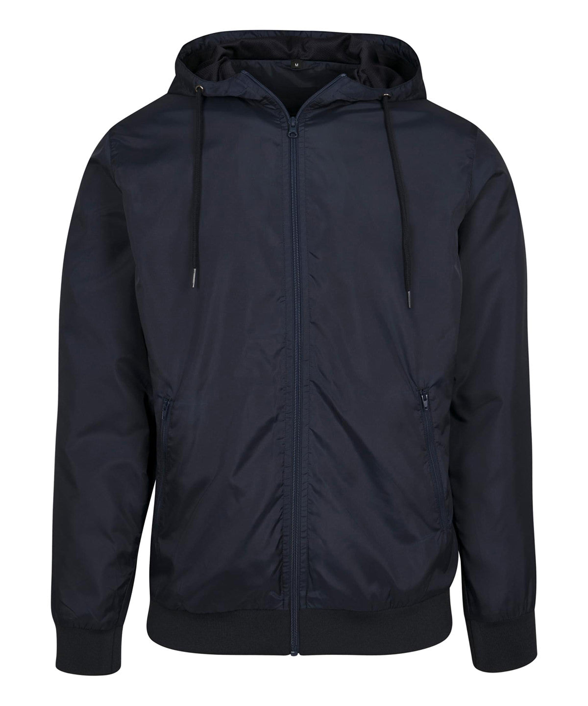 Build Your Brand Wind runner in Navy/Navy, front view