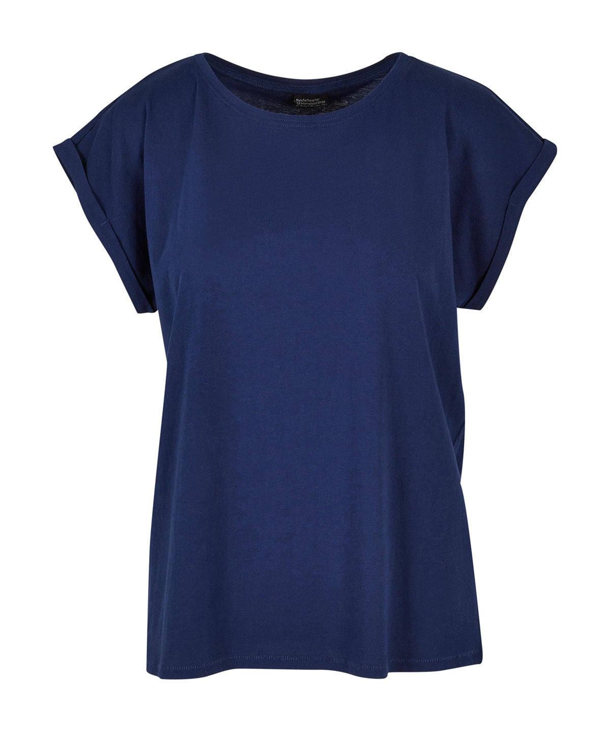 Build Your Brand Women's extended shoulder tee in Light Navy, front view