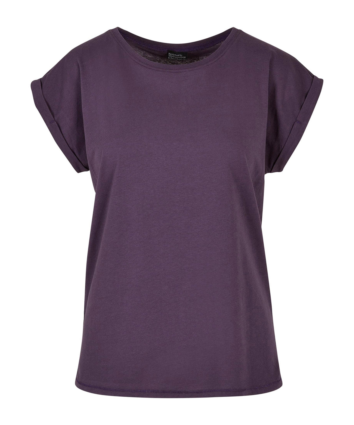 Build Your Brand Women's extended shoulder tee in Purple Night, front view