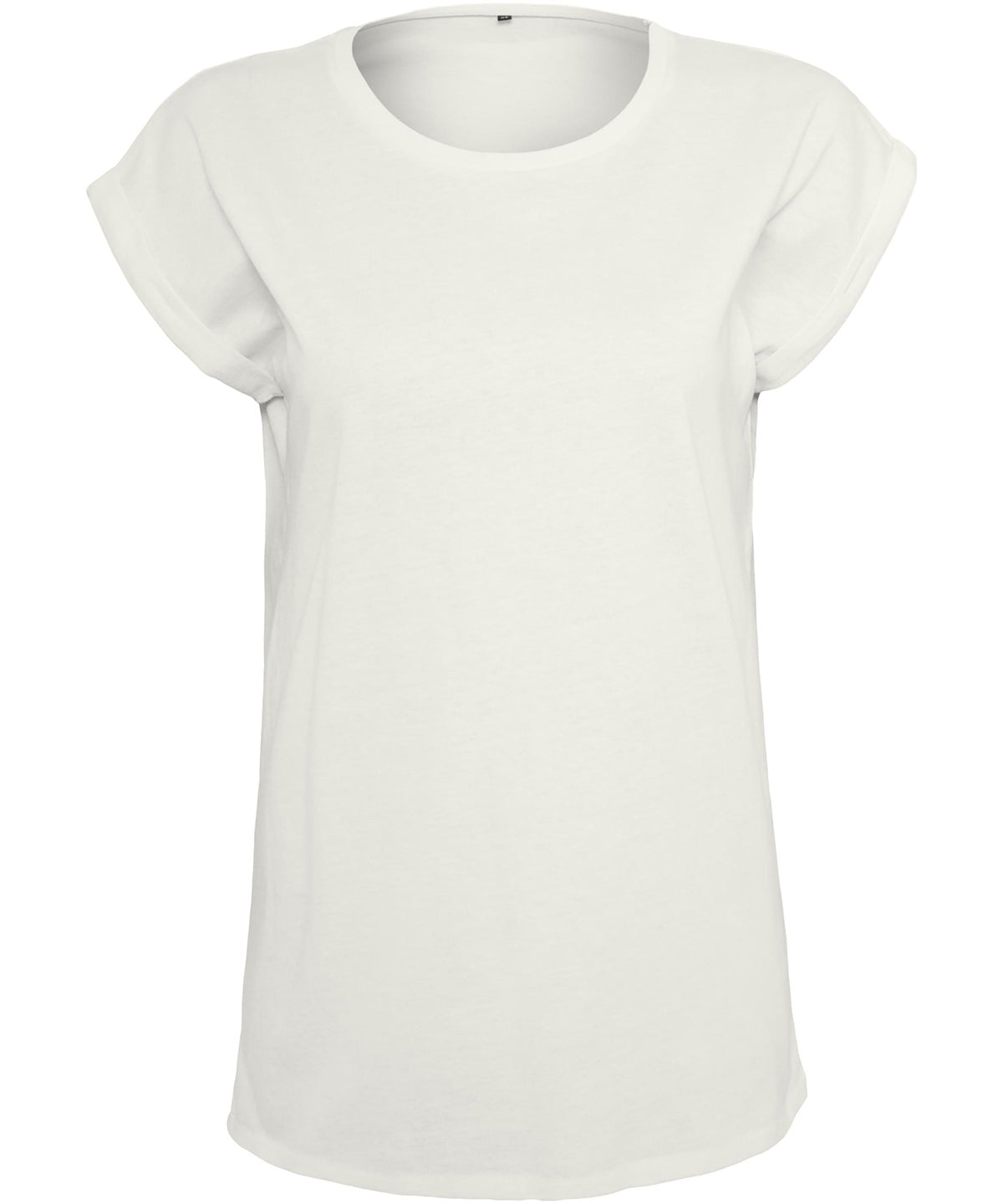 Build Your Brand Women's extended shoulder tee in Ready For Dye, front view