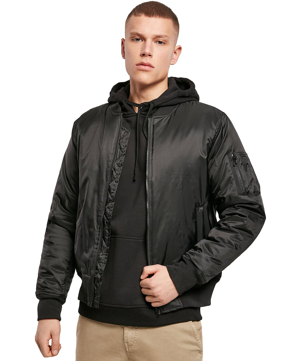 Build Your Brand Bomber jacket, lifestyle photo