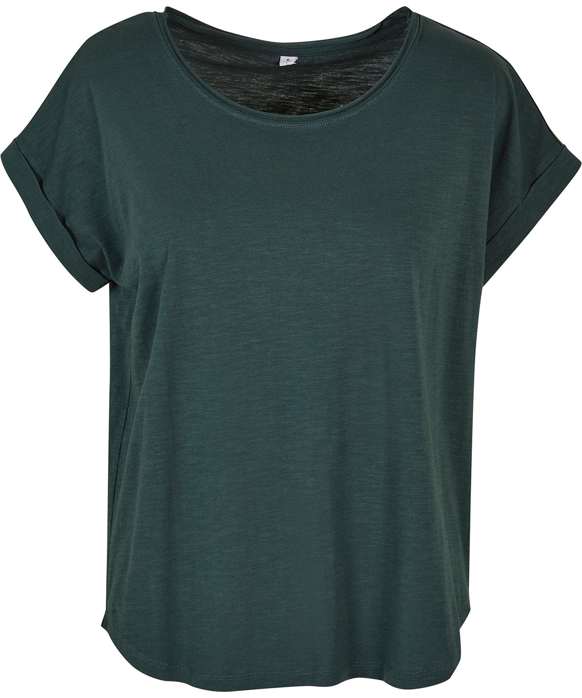 Build Your Brand Women's long slub tee in Bottle Green, front view