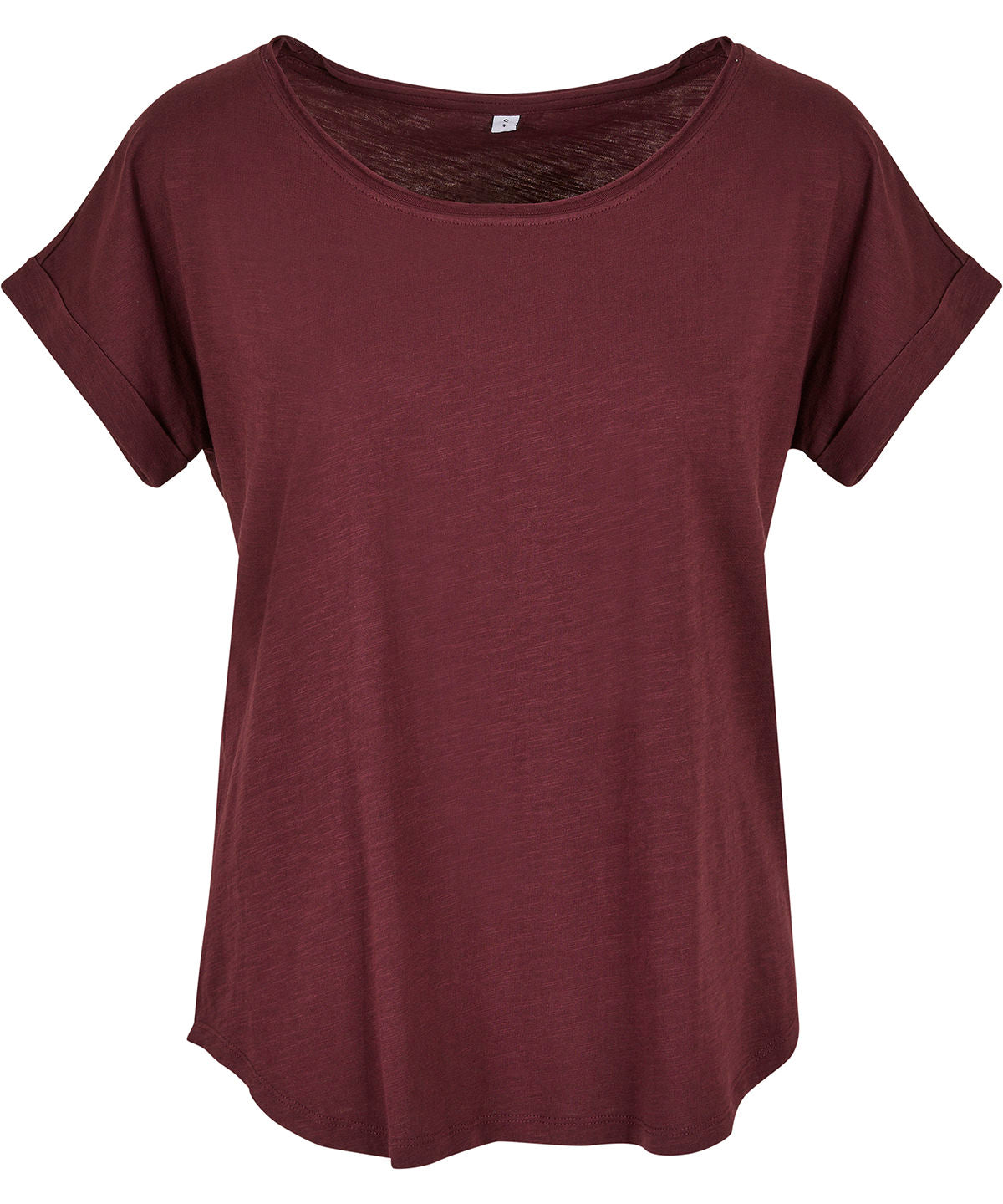 Build Your Brand Women's long slub tee in Cherry, front view
