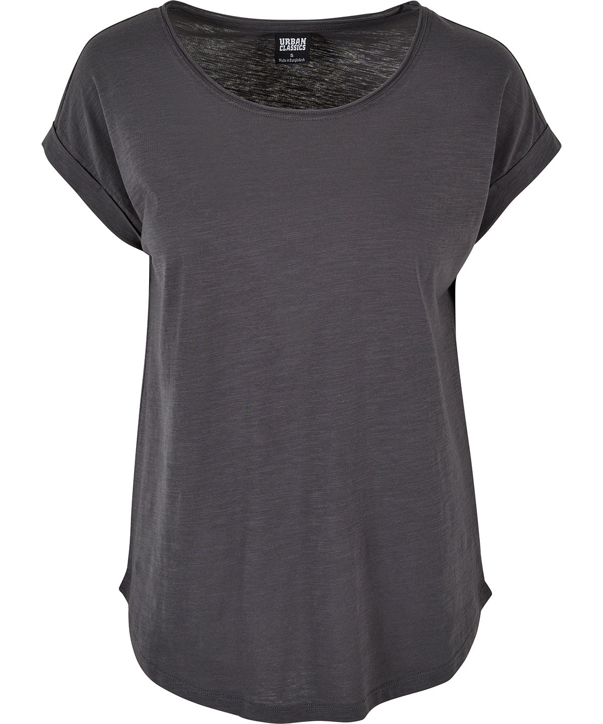 Build Your Brand Women's long slub tee in Dark Shadow, front view