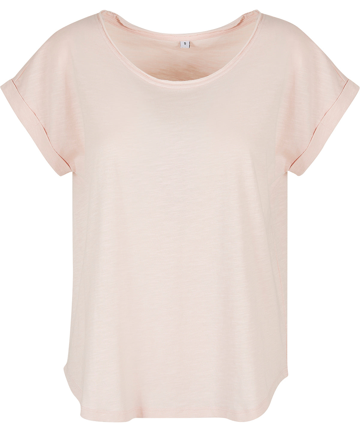 Build Your Brand Women's long slub tee in Pink, front view
