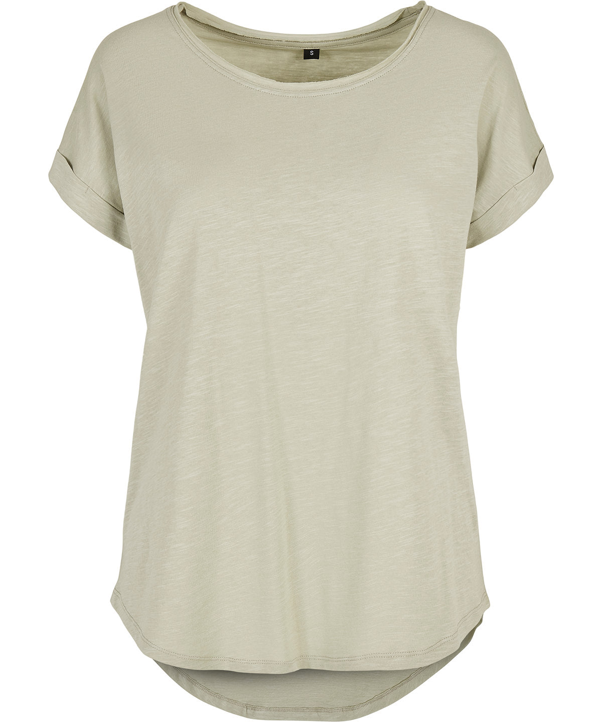 Build Your Brand Women's long slub tee in Soft Salvia, front view