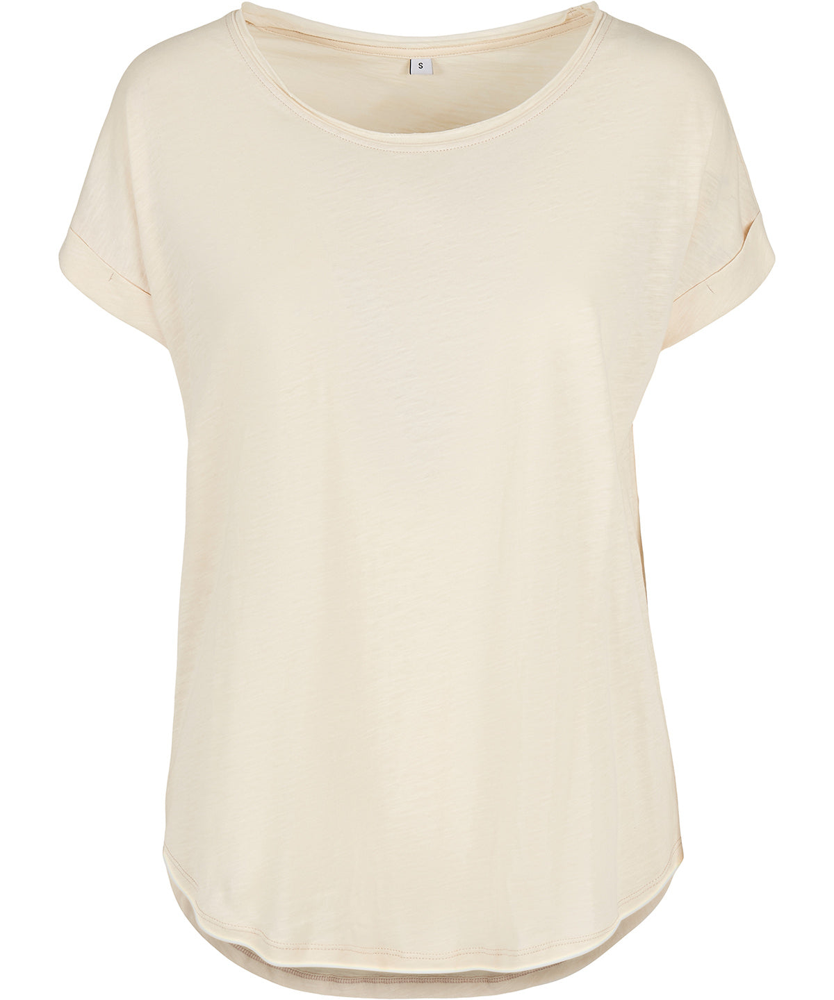 Build Your Brand Women's long slub tee in White Sand, front view