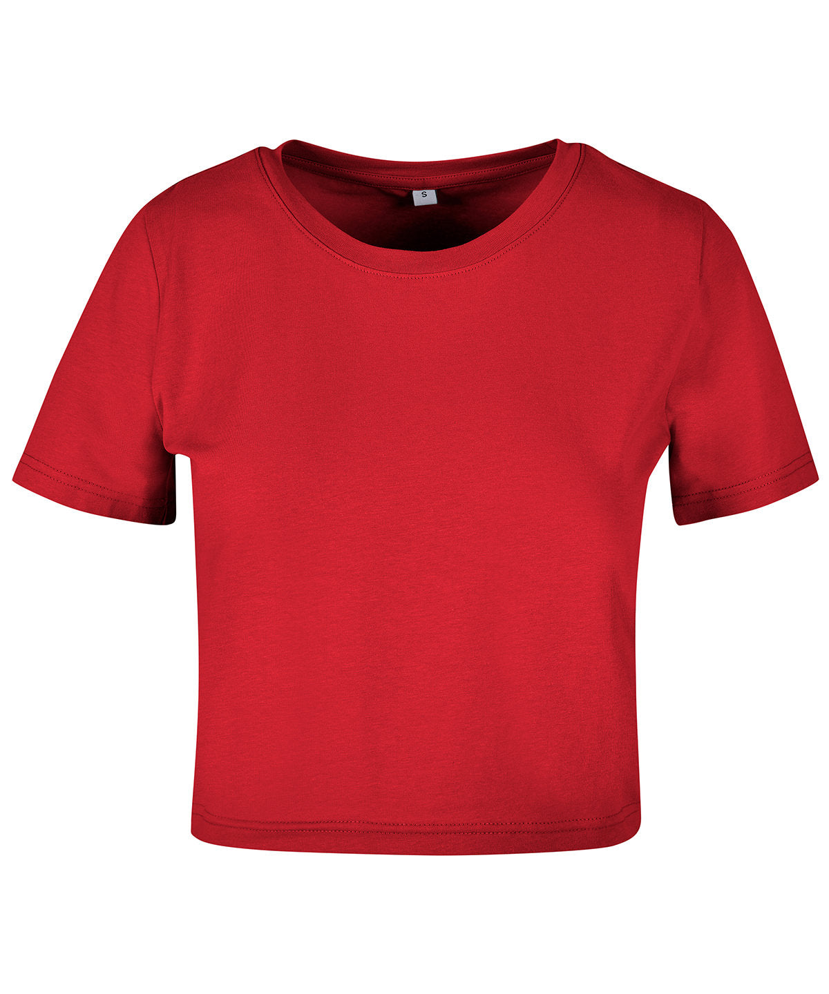 Build Your Brand Women's cropped tee in City Red, front view