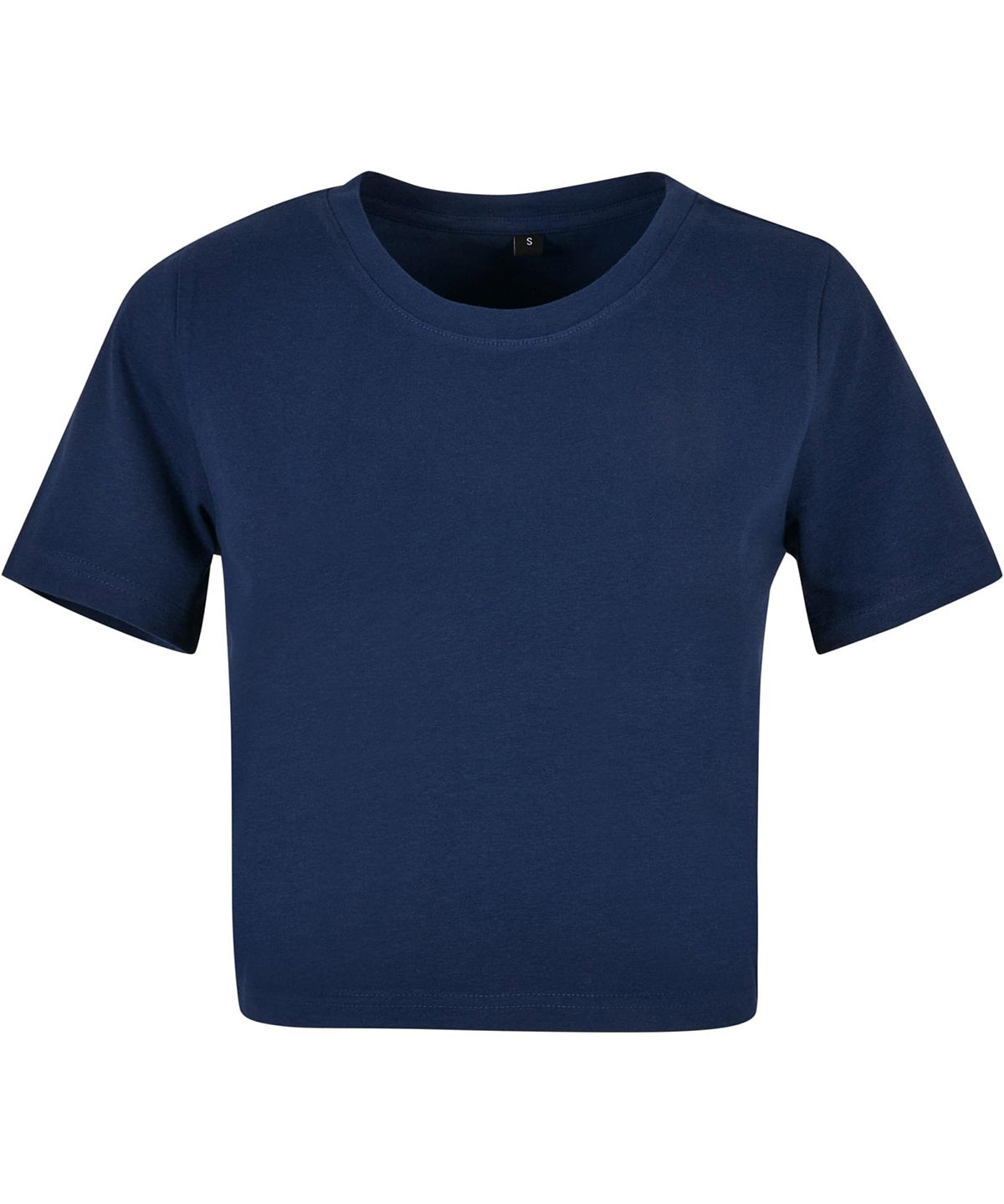 Build Your Brand Women's cropped tee in Light Navy, front view