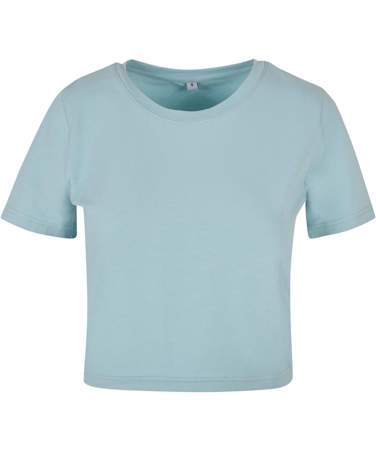 Build Your Brand Women's cropped tee in Ocean Blue, front view