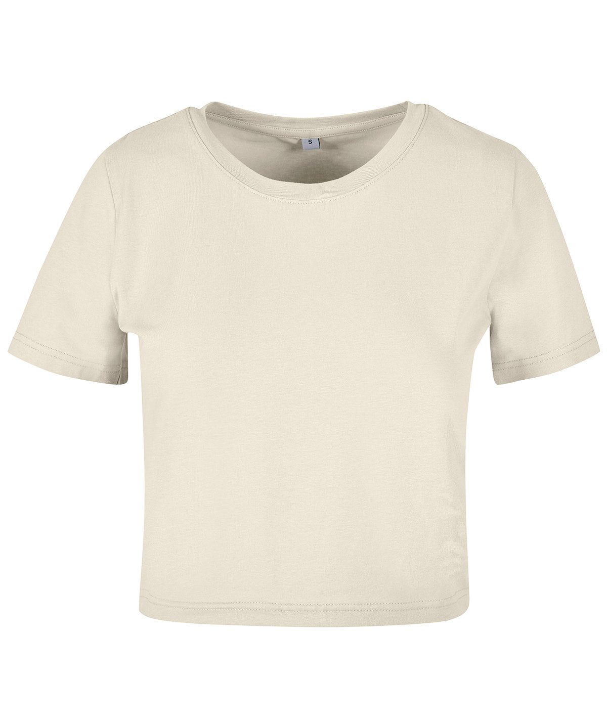 Build Your Brand Women's cropped tee in White Sand, front view