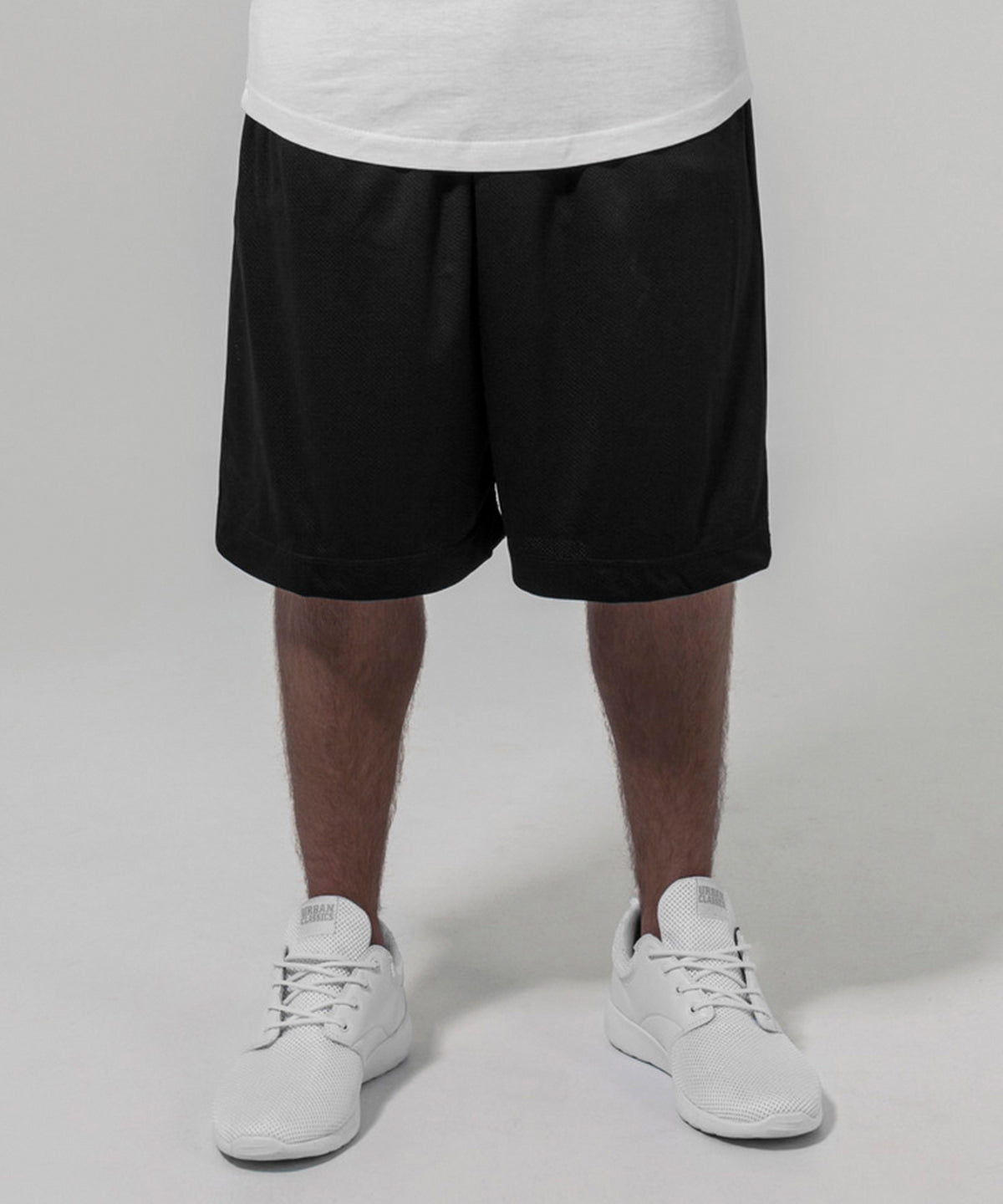Build Your Brand Mesh shorts in Black, lifestyle photo