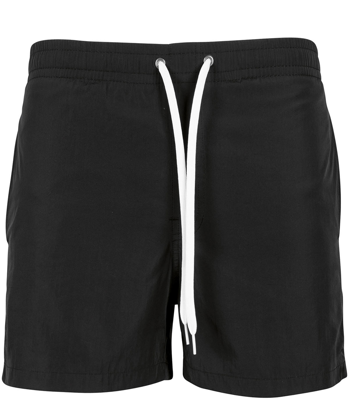 Build Your Brand Swim shorts in Black, front view