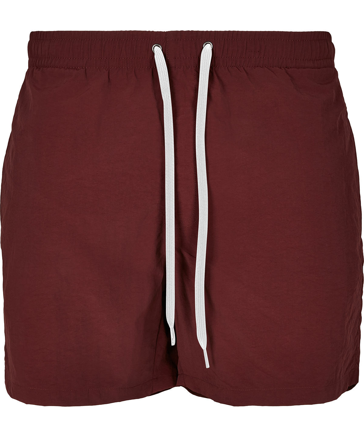 Build Your Brand Swim shorts in Cherry, front view