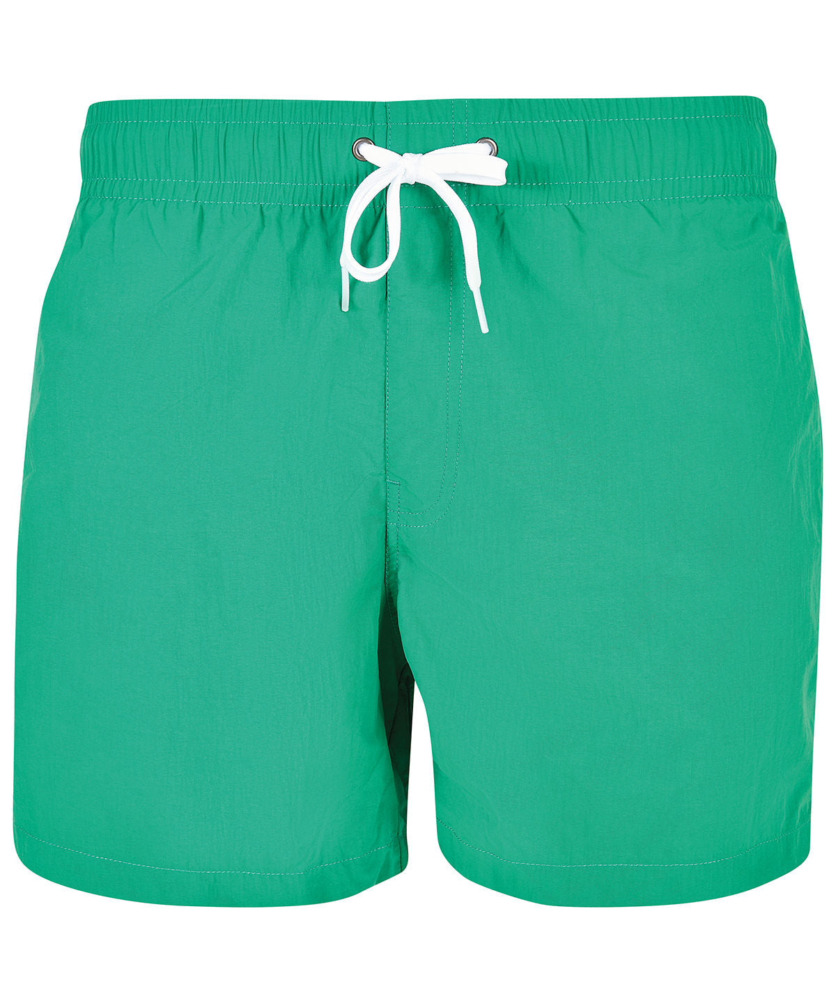 Build Your Brand Swim shorts in Forest Green, front view