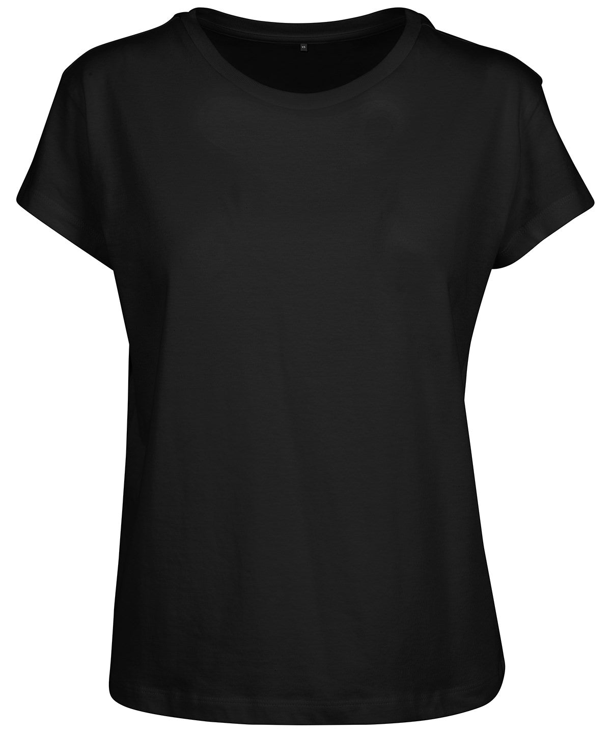 Build Your Brand Women's box tee in Black, front view