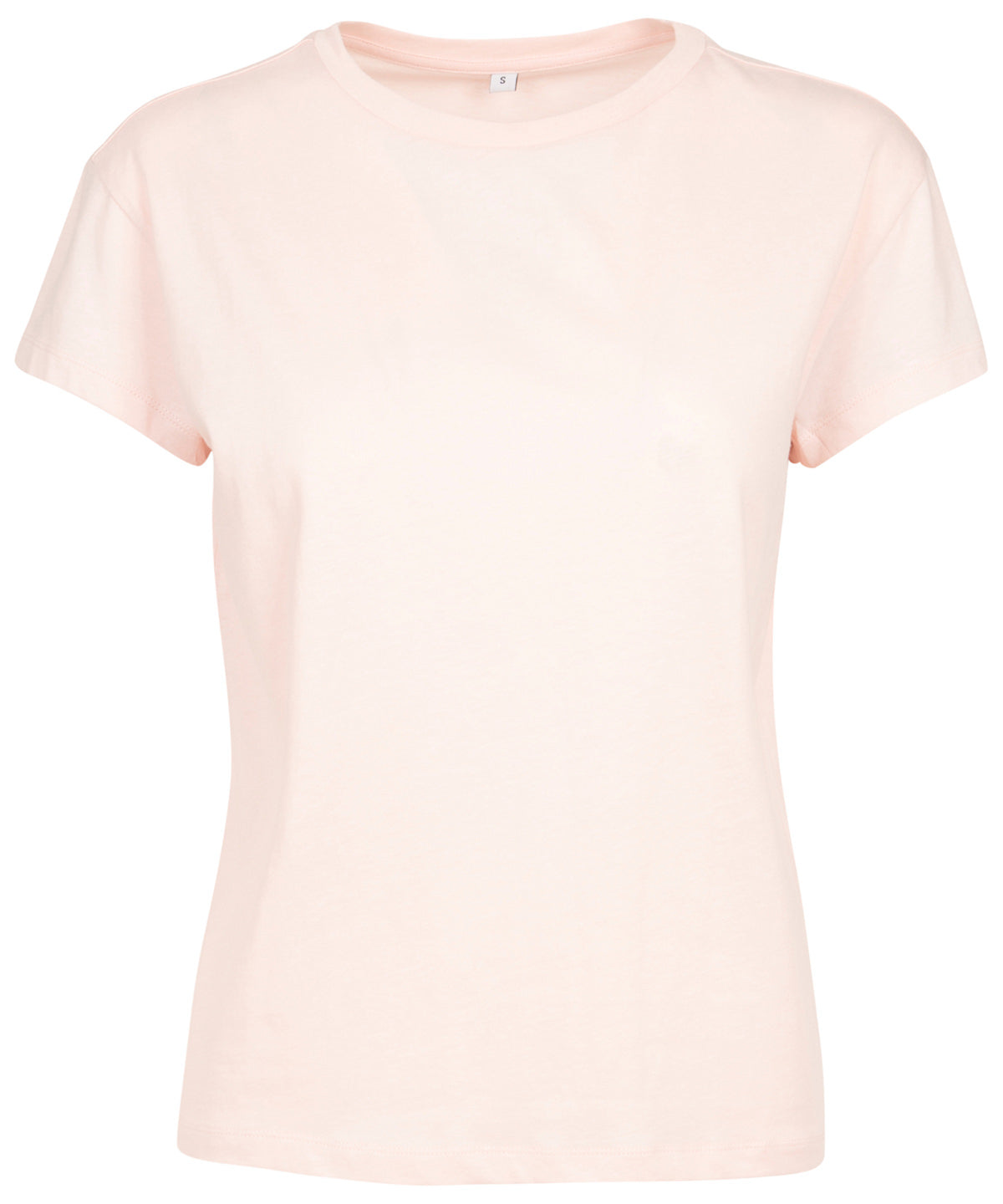 Build Your Brand Women's box tee in Pink, front view