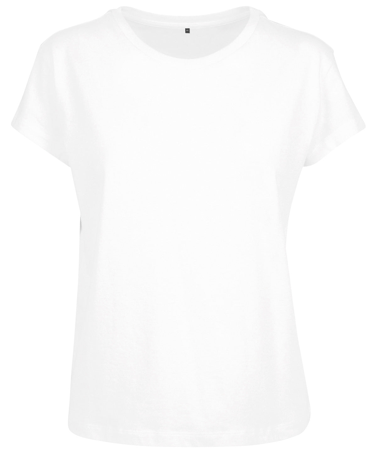 Build Your Brand Women's box tee in White, front view