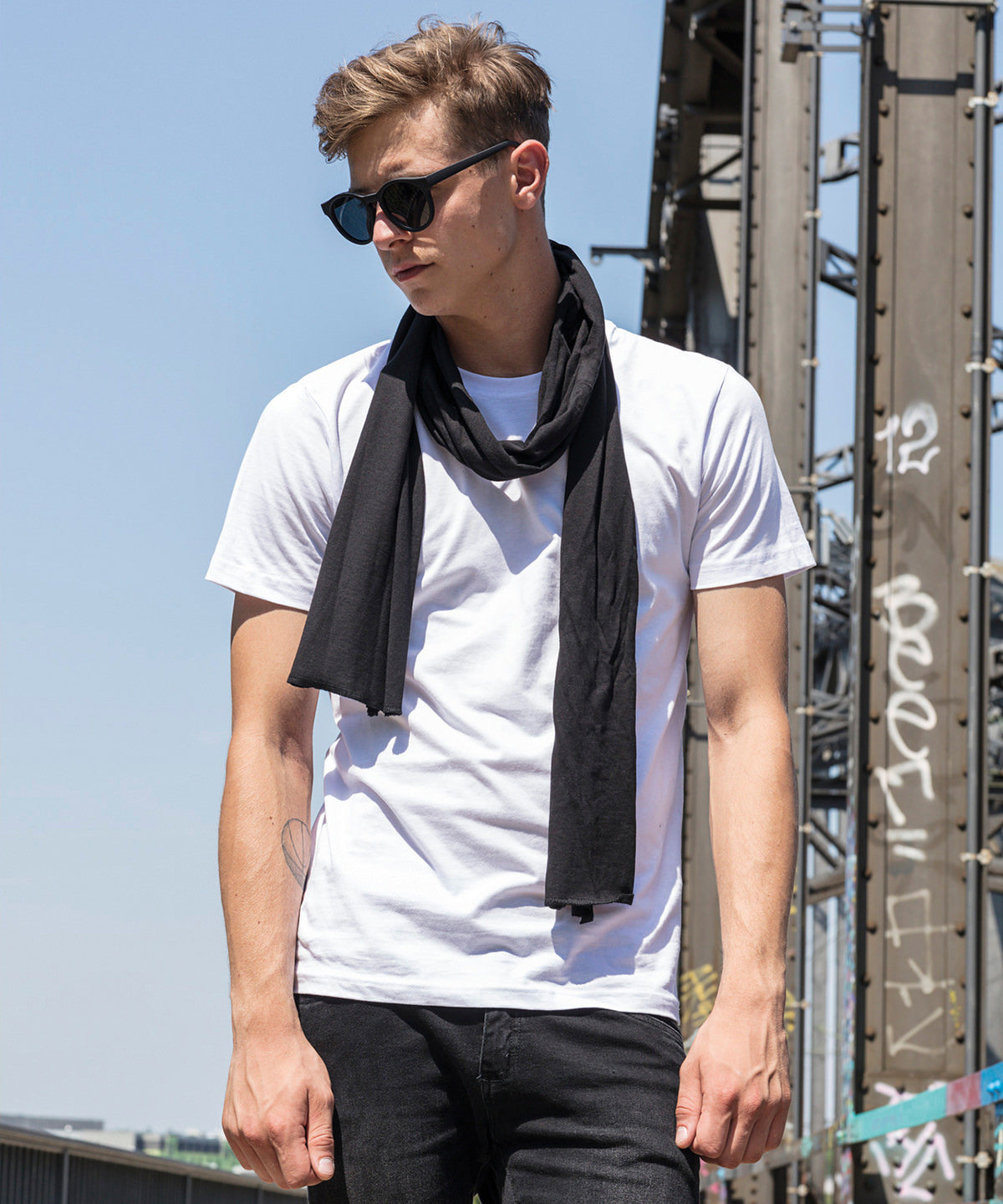 Build Your Brand Jersey scarf, lifestyle photo